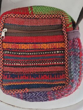 Handwoven Multicolor Boho Crossbody Bag - Red & Green